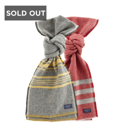 FARIBAULT WOOLEN MILL CO TRAPPER WOOL SCARF - RED AND GREY