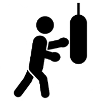 Icon of a man striking in punching bag. This icon represent the importance of physical activity.