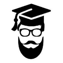 bearded man with a graduation hat icon