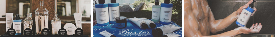 Featured images of the men's grooming brand Baxter of California