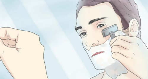  Here is a man with a safety double-edged razor in hand. This one is ready to shaving