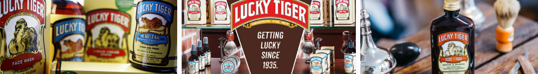 Images vedettes de la marque de produits de soin pour hommes Lucky Tiger