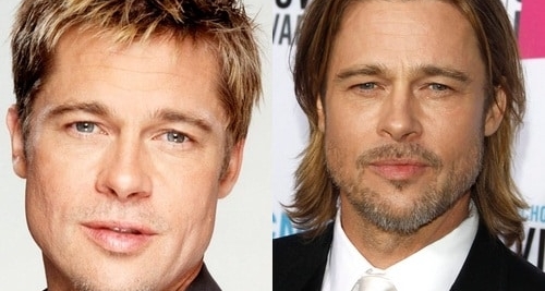 Brad Pitt without and with beard
