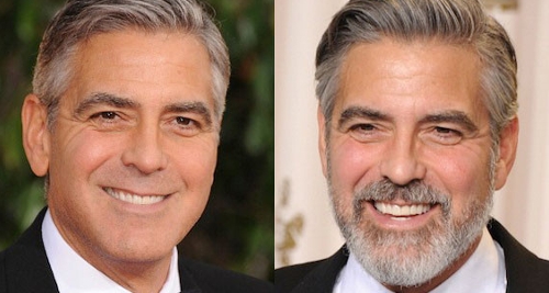 George Clooney without and with beard