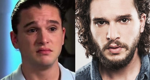 Kit Harington without and with beard
