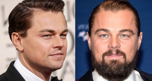 Leonardo DiCaprio without and with beard