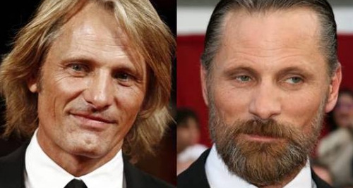 Viggo Mortenson without and with beard